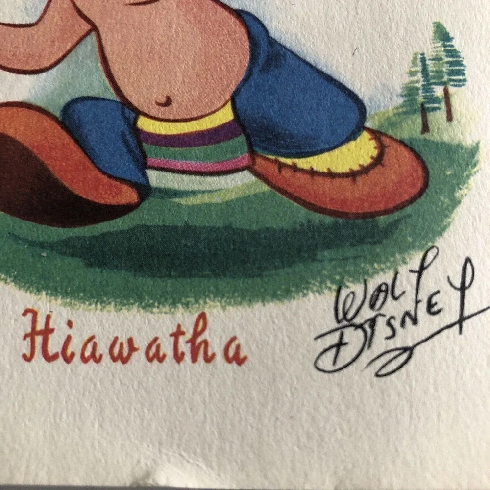Walt Disney Hiawatha Postcard Tobler Georges Lang Ephemera Mid Century New